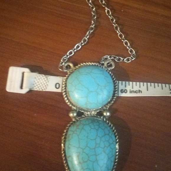 Silver & Turquoise Boho Chain Slave Bracelet - Picture 5 of 10